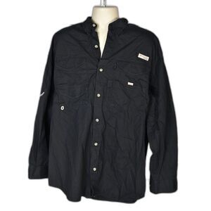 Columbia Black Vented Fishing Shirt Size 2XL (Based on Measurements)